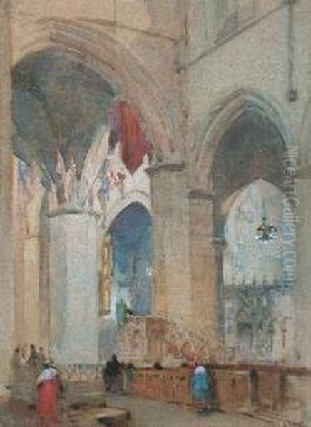 Church Interior Oil Painting by Robert Eadie