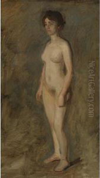 Standing Female Nude Oil Painting by Thomas Cowperthwait Eakins