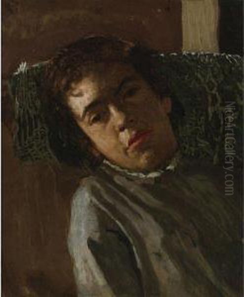 Portrait Of The Artist's Sister, Margaret Eakins Oil Painting by Thomas Cowperthwait Eakins