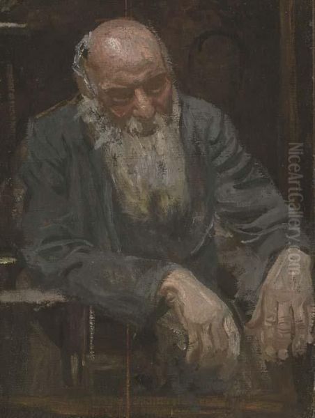 A Study Of An Old Man Oil Painting by Thomas Cowperthwait Eakins