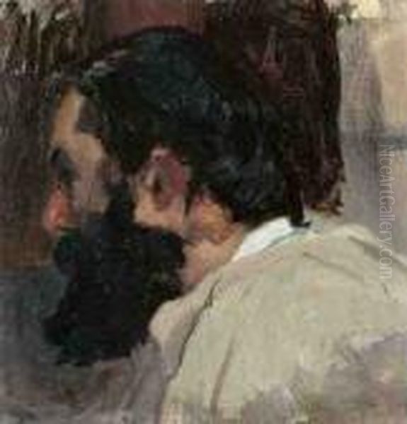 Study Of A Student's Head Oil Painting by Thomas Cowperthwait Eakins