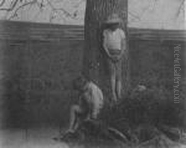 Possibly The Crowell Children At Avondale, Pennsylvania Oil Painting by Thomas Cowperthwait Eakins