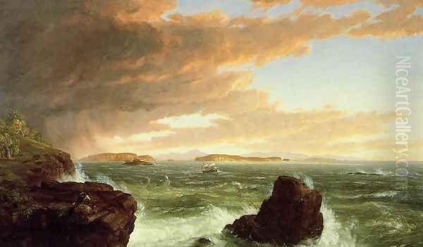 View Across Frenchman's Bay from Mount Desert Island, After a Squall Oil Painting by Thomas Cole