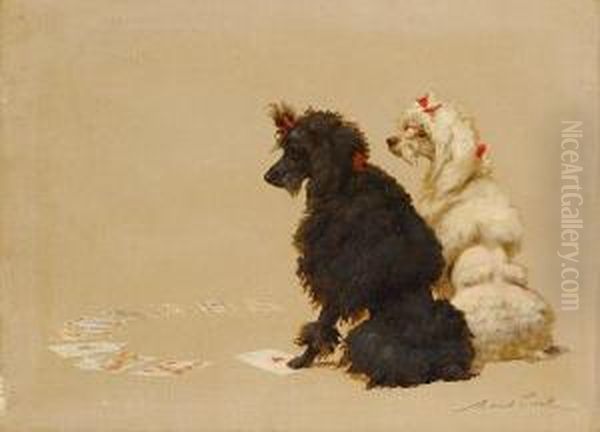 Toy Poodles Oil Painting by Maud Earl