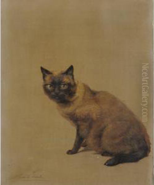 Siamese Cat Oil Painting by Maud Earl