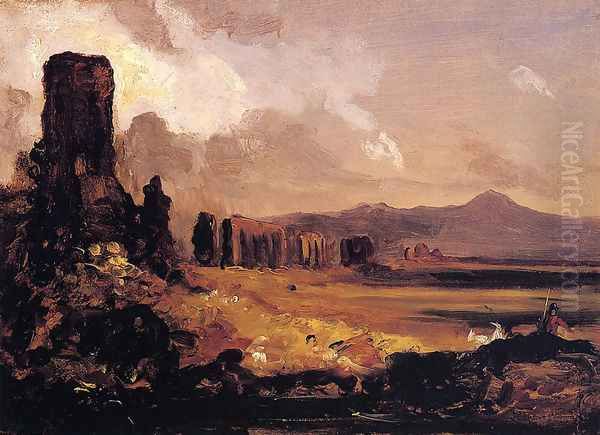 Campagna di Roma (study for 'Aqueduct near Rome') Oil Painting by Thomas Cole