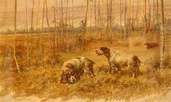 October, A Busy Team, Cockers (spaniels) Oil Painting by Maud Earl