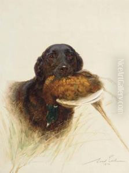 A Retriever Oil Painting by Maud Earl