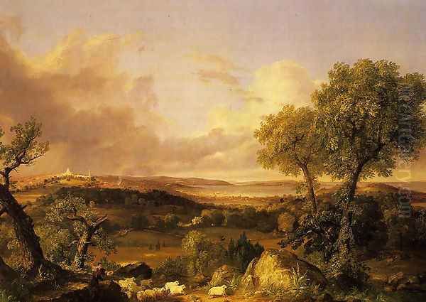 View of Boston Oil Painting by Thomas Cole