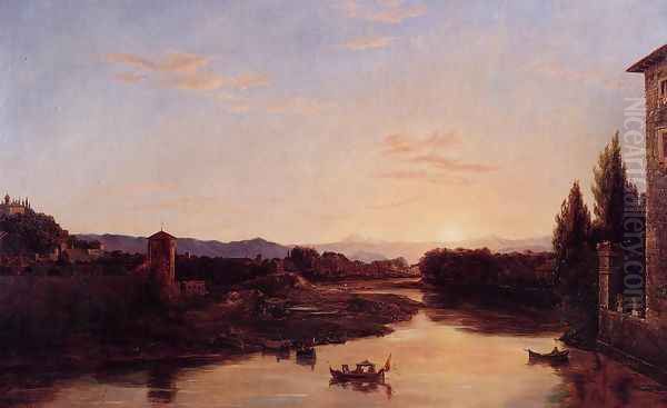 Sunset of the Arno Oil Painting by Thomas Cole