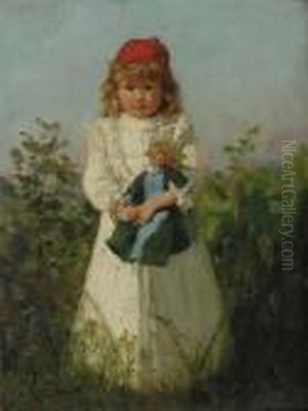 Young Girl With Doll Oil Painting by Lawrence Carmichael Earle