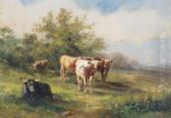 Cattle On The Heath Oil Painting by Henry Earp