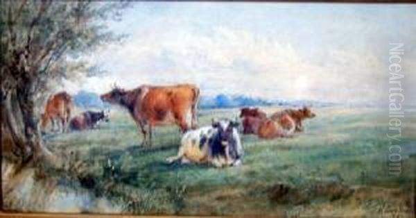 De A Stream Signed 10 X 19in Oil Painting by Henry Earp