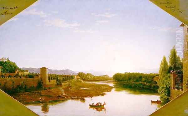 View on the Arno near Florence 1837 Oil Painting by Thomas Cole