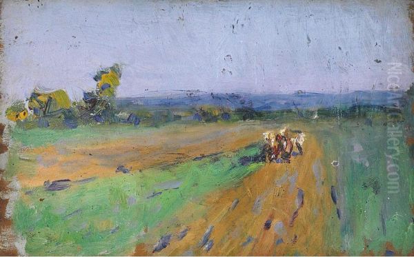 Ploughing Oil Painting by Mary Alexandra Bell Eastlake