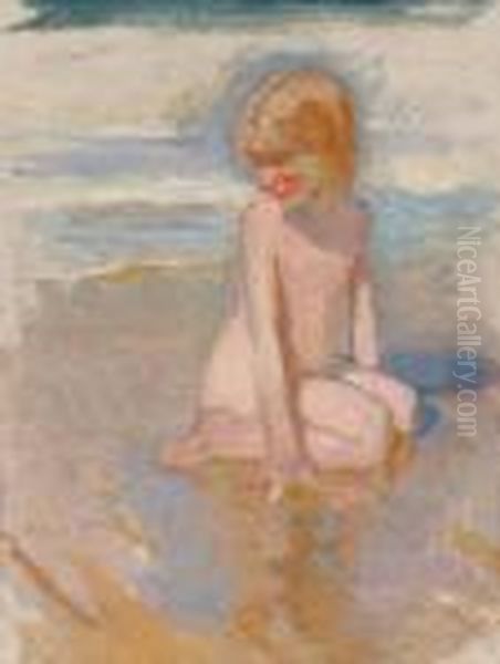 Untitled - At The Beach Oil Painting by Mary Alexandra Bell Eastlake