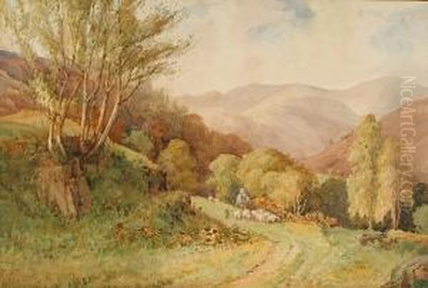 Herding Sheep Oil Painting by Walter Eastwood