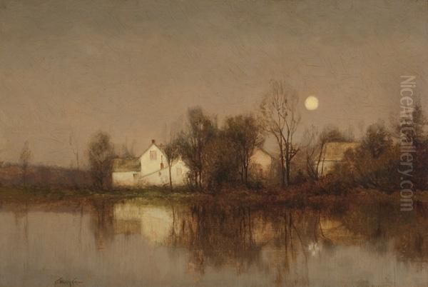 Reflections, Late Autumn Oil Painting by Charles Harry Eaton