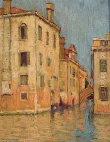 Along A Canal In Venice Oil Painting by Charles Warren Eaton