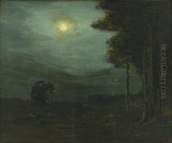 Moonlit Forest Oil Painting by Charles Warren Eaton