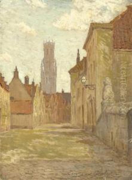 Street Scene, Bruges, Belgium Oil Painting by Charles Warren Eaton