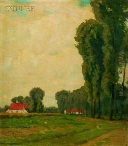 Landscape With Distant Houses Oil Painting by Charles Warren Eaton