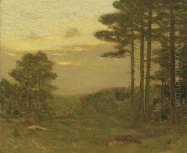 Pine Trees At Dusk Oil Painting by Charles Warren Eaton