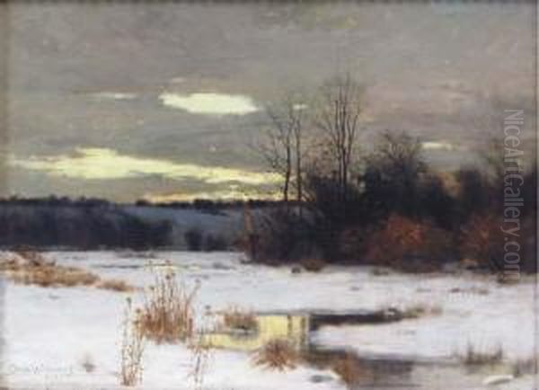 A Winter Landscape Oil Painting by Charles Warren Eaton