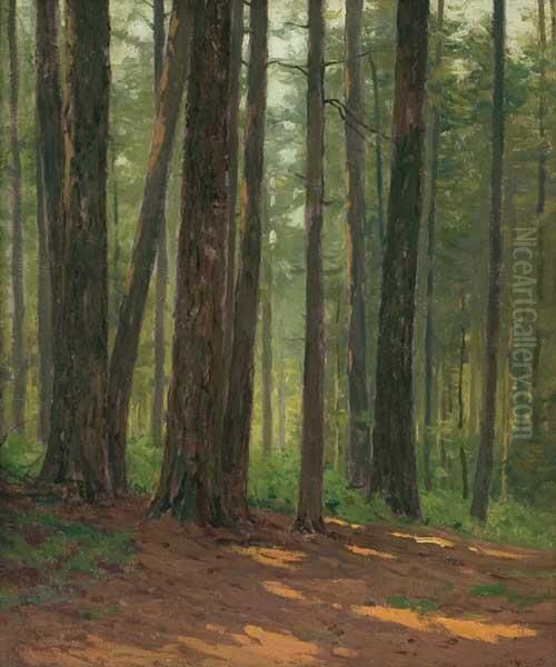 Forest Interior Oil Painting by Charles Warren Eaton