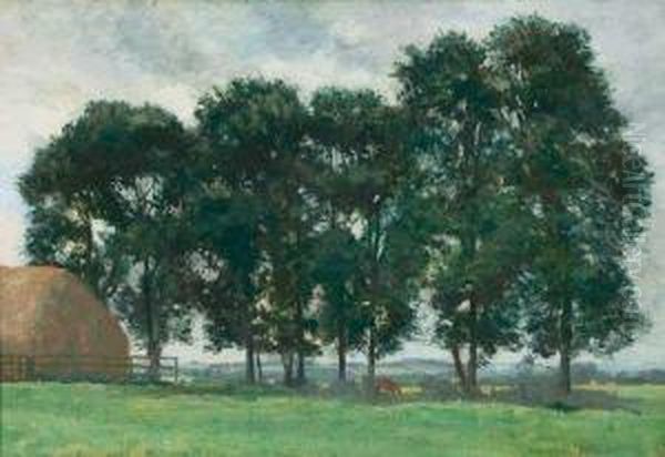 Landscape With Haystack Oil Painting by Charles Warren Eaton