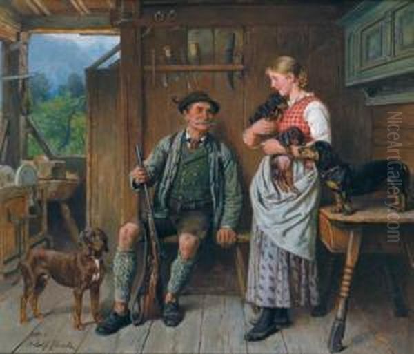 Visita Del Cacciatore Oil Painting by Adolf Eberle