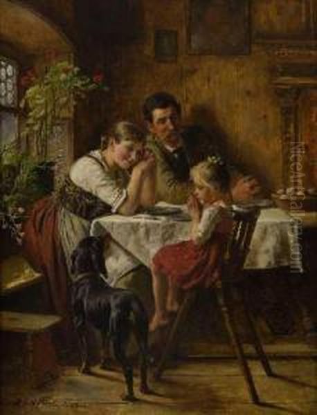 Das Tischgebet. Oil Painting by Adolf Eberle