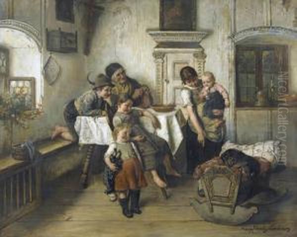 Die Besetzte Wiege Oil Painting by Adolf Eberle