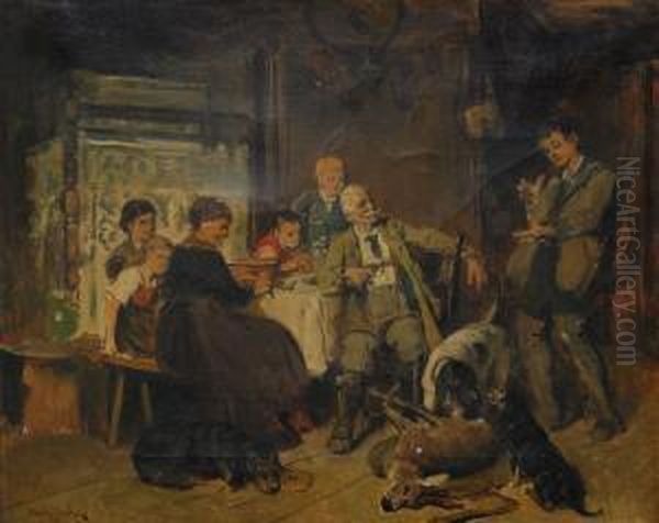 En Jakthistoria Oil Painting by Adolf Eberle