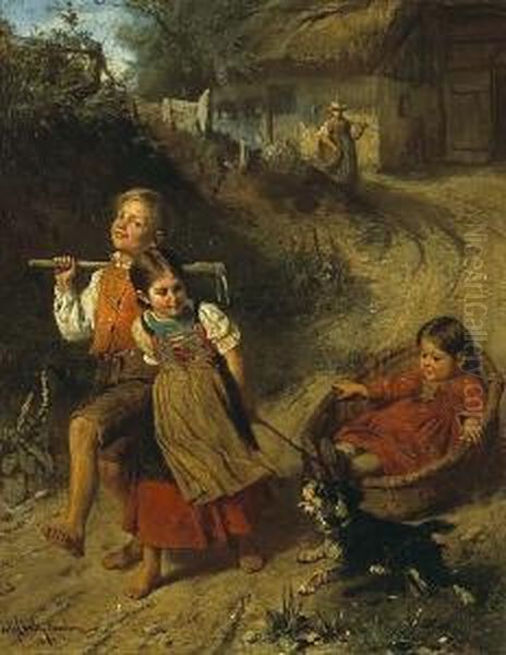 Childhood Fun Oil Painting by Adolf Eberle