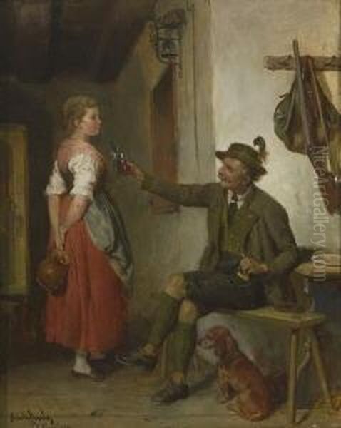 In Der Wirtsstube. Oil Painting by Adolf Eberle