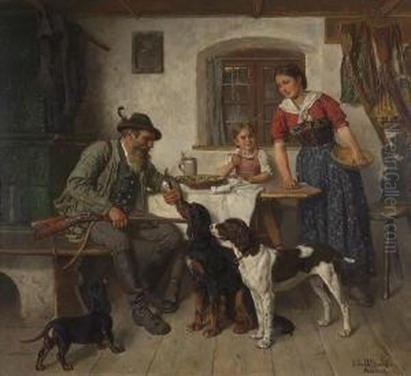 Vor Der Jagd. Oil Painting by Adolf Eberle