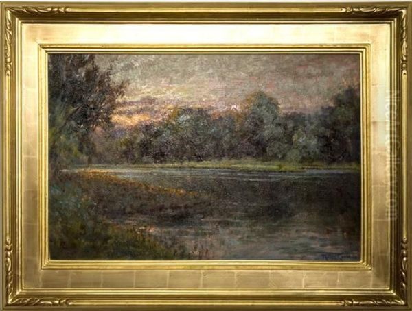 Evening At Burr Oak Bend Oil Painting by Robert Eberle