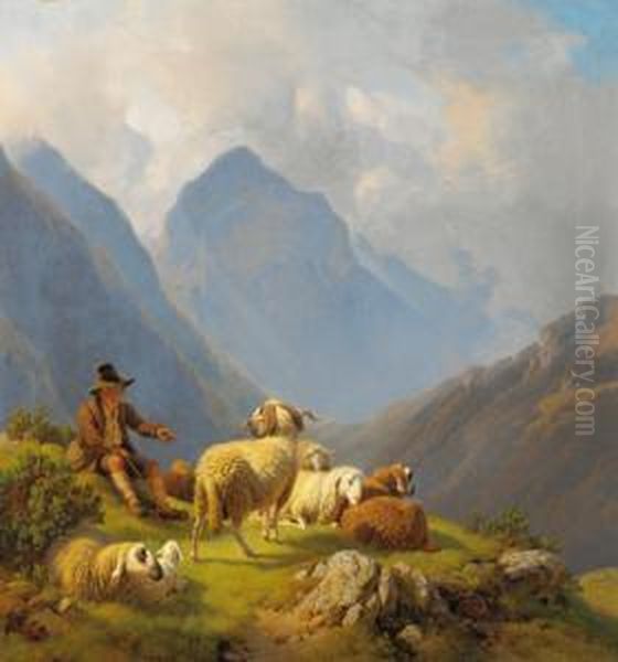 Il Giovane Pastore Sui Monti Oil Painting by Robert Eberle