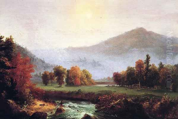 Morning Mist Rising, Plymouth, New Hampshire (A View in the United States of America in Autumn) Oil Painting by Thomas Cole