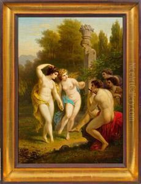 Mythologische Szene Inarkadischer Landschaft Oil Painting by Anton Ebert