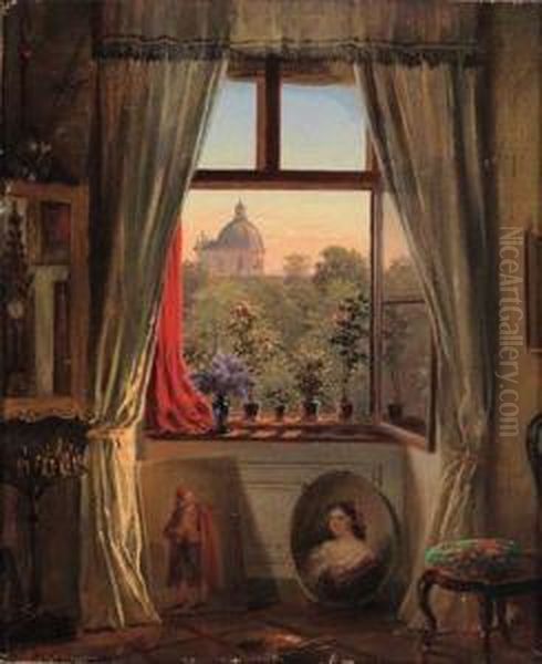 Atelier Fenster Des Malers Anton Ebert In Wien Oil Painting by Anton Ebert