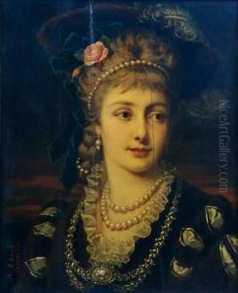 Portrait Of A Lady Oil Painting by Anton Ebert