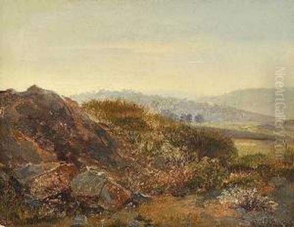 Landschaftsstudie. Oil Painting by Carl Ebert