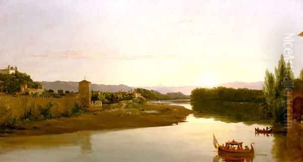 Sunset on the Arno Oil Painting by Thomas Cole