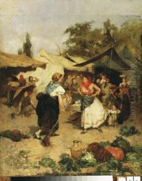 Vasarban Oil Painting by Lajos Deak Ebner