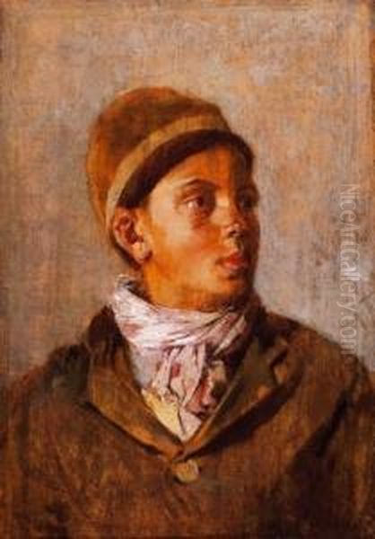 Boy From Bretagne Oil Painting by Lajos Deak Ebner