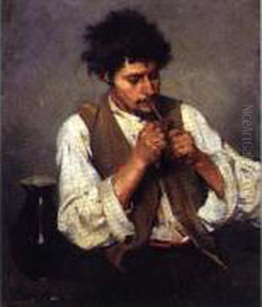 
 Le Fumeur De Pipe, 1882  Oil Painting by Lajos Deak Ebner