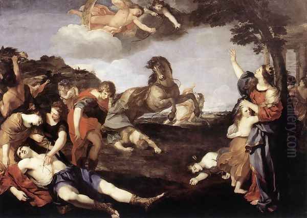 The Massacre Of The Niobids Oil Painting by Andrea Camassei