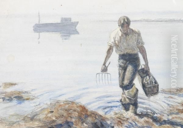 The Clam Digger's Return, Three Works On Paper Oil Painting by Kerr Eby